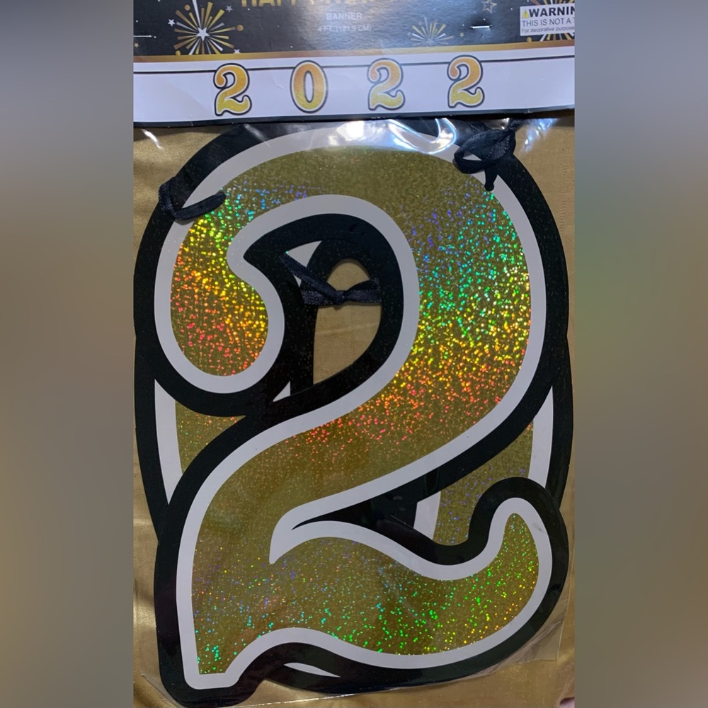 Gold Glitter Number 2022 Party Decoration